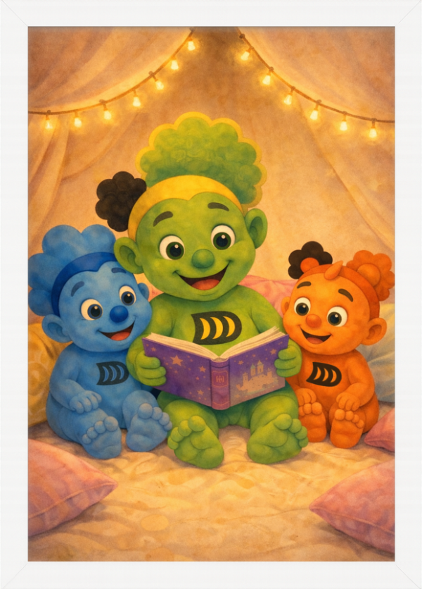 En varm poster från Duddaloos som sprider lugn, gemenskap och trygghet i barnrummet.